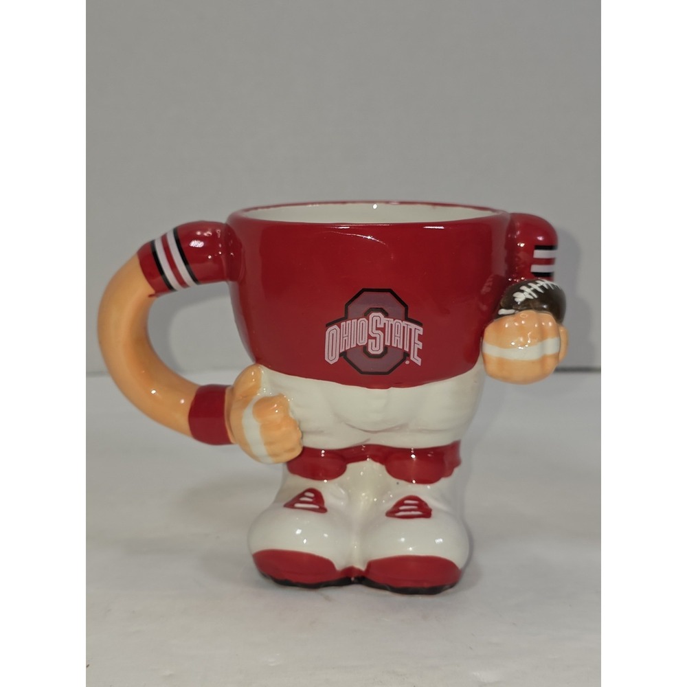 Ohio State University Figural Football Player Footed Ceramic Mug Vintage